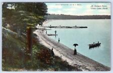 1912 AT DODGES POINT CLEAR LAKE IOWA*BEACH*BOATS*ANTIQUE POSTCARD picture