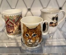 Lot Of 3 VTG Cat Coffee/Tea Cups Mugs (1 tabby Cat) - Made England/Japan ☕️🐈 picture