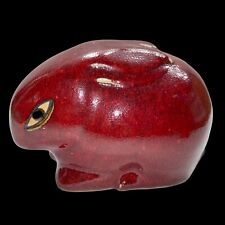Vintage Red Bunny Hand Painted Hand Molded 4”H 6”Long picture
