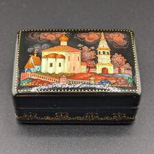 Small Vintage USSR Russian Lacquered Box Churches picture