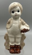 Vintage Young Boy Standing by Fence Porcelain Figurine picture