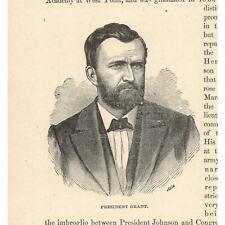 Circa 1890's President Grant Victorian Engraving 2v1-76c picture