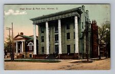 Warren OH-Ohio, High Street and Park Ave, Antique Vintage Souvenir Postcard picture