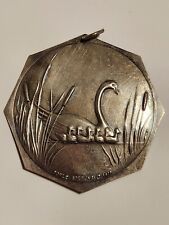 STERLING SILVER CHRISTMAS 1977 Medallion Ornament Pendant 7 SWAN VINTAGE picture