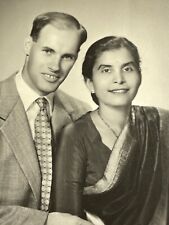 O9 Photo Cute Newlywed Wedding Couple Mixed Race Indian American Caucasian 1950s picture