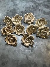 ANTIQUE  WHITE W/ GOLD PORCELAIN FLOWER ROSE CHANDELIER Drops Parts picture