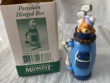 PORCELAIN HINGED BOX Golf Bag with Tee Trinket Midwest PHB New in Box picture