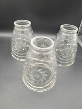Set Of 3 Vintage Pressed Glass Starburst Ceiling Fan Light Lamp Cover Shades VGC picture