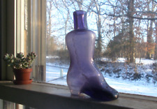 1880s PRETTY AMETHYST VICTORIAN WOMAN'S BUTTON UP BOOT FIGURAL COLOGNE BOTTLE picture