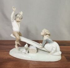 Vintage Nao Lladro See-saw figurine Boy Girl Dog Playing Glossy picture
