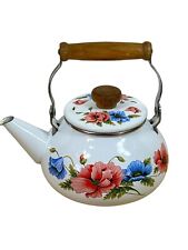 vtg 1983 Enamel Dogwood Tea Pot Kettle Gailstyn-Sutton Cottagecore picture