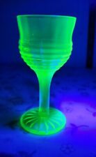 Uranium Vaseline glass Anchor Hocking  Optic Circle  Cordial Sherry Glass GLOW picture