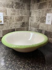 Antique Heavy Green And White Floral Design England Ironstone Basin picture