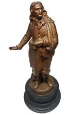 Antique Bronzed Spelter Statue of Poet John Milton On Stand 15