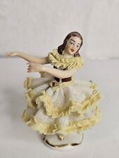 Antique Elegant Volkstedt Germany Dresden Yellow Lace Ballerina  Porcelain  picture
