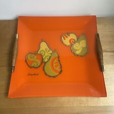Vintage MCM Georges Briard Orange Yellow Gold Apples Pears Tray picture