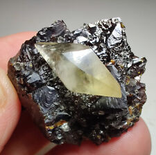 Sphalerite and a nice Calcite crystal. Elmwood Mine, Tennesee. 47 grams. Video. picture