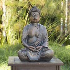 Artificial Stone Meditating Buddha Statue Indoor Outdoor Decor Figurine, 15'' H picture