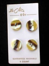 Lot 4 Le Chic Vintage BROWN & Gold Plastic Buttons on card .5