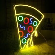Pizza Shaped Neon LED Signs Wall Decor Pizzeria Kitchen Restaurant Bar Party Bed picture
