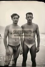 Two Men At Beach in tight swimsuits bulges  Print 4x6 Gay Interest Photo #124 picture