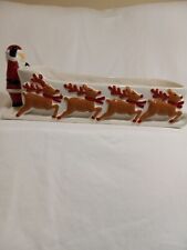 Tag Merry Santa Waving Sleigh Dish Reindeer Rudolph New picture
