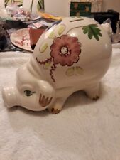 GIANT Vintage Large Floral Pig Piggy Bank Ceramic Collectible picture