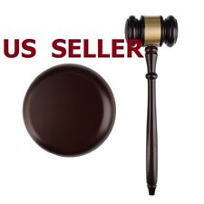 US SHIP Wooden Gavel Hammer + Sound Block for Lawyer Judge Auction Sale picture