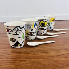 Espresso Cups - 4x Set - Enesco - Joan Miro Style Graphics - Pop Modern Art picture