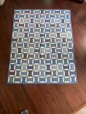 Vintage handmade quilt blue and white picture