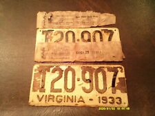 1933 Virginia Truck License Plate Pair---- NOS---- DMV Clear picture