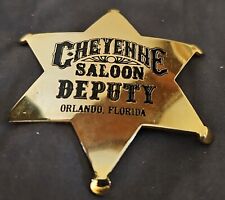 RARE Vintage 1985 Cheyenne Saloon DEPUTY Orlando Florida Brass Police Pin Badge picture