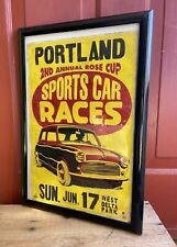 Framed 50s/60s Portland OR Rose Cup Sports Car Races Poster Sign Classic Mini picture