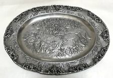 ARTHUR COURT 1990 Fox Family High Relief Grape Vine 18.25 x14” Oval Tray Platter picture