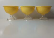 Vintage Dessert Sherbert Cups 3 Plastic Taiwan Yellow Cup Clear Base 5