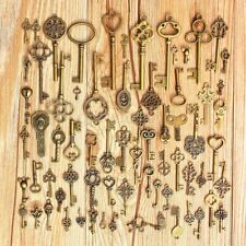69pcs Antique Vintage Old Look Bronze Skeleton Keys Fancy Heart Flower Pendan US picture