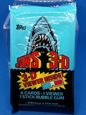 RARE 1X Vintage Sealed NOS pack 1983 Topps Jaws 3D Trading Card Pack w/Viewer picture