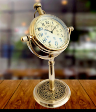 Beautiful Vintage Brass Desk Clock Table Clock Antique Nautical Clock Brass picture