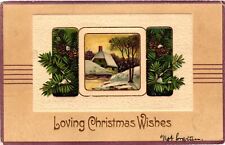Vintage Postcard- Snowy homestead, Loving Christmas Wishes picture