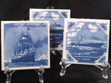 3 Holland America Lines Blue Delft Tile Coaster ss Noordam Cruise Ship picture
