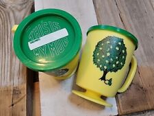 VTG Whirley Industries THIS IS MY MUG Yellow Green Lemon Tree Design Set Of 2  picture