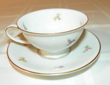 Rosenthal Selb Germany Winifred Demitasse Cup Saucer Set White Gold Trim Flowers picture