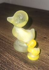 Vintage Boyd Glass Debby Duck And Duckling Satin Cornsilk/Yellow UV Reactive  picture