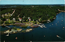 Aerial View Coveside Inn Lodge Christmas Cove Maine Chrome Postcard Vintage picture