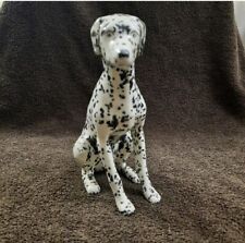 Ceramic Dalmatian Dog Hand Painted Figurine Small Sculpture Sitting Up Position. picture
