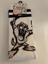 NWT Bio World TAZ Crew Socks Looney Toons Size 10-13 Poly blend White picture