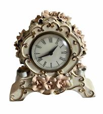 Vintage Ynez Floral Ceramic Electric Mantle Clock - Roses & Gold Hand Painted 🕥 picture