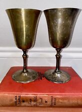 Vintage Medieval Brass Metal Goblets Made In India 8” Set Of 2 picture