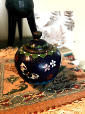 Antique Japanese Cloisonne Enamel Small Covered Ginger Jar  - Butterflies picture