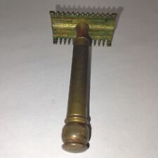 Vtg Brass Gold Gillette Razor - Ball End Open Comb 3 Parts - 20's 30's 40’s WWII picture